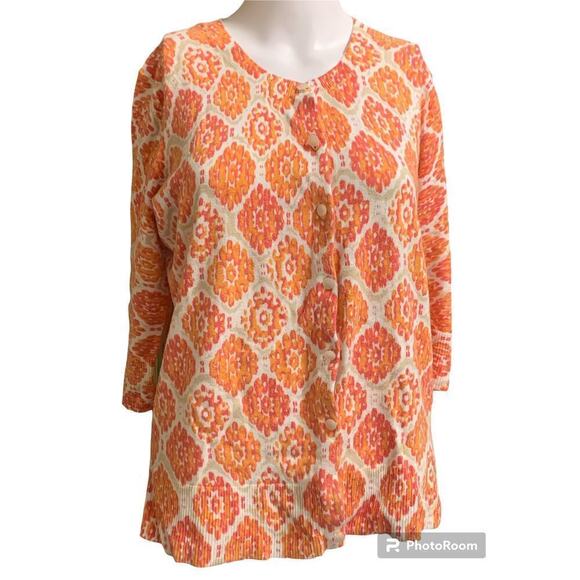 Merona Sweaters - Merona Women's Size Large 3/4 Sleeve Cardigan Sweater Orange Pink Button